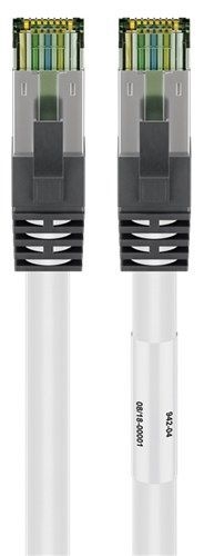 Goobay 55131 RJ45 (CAT 6A, 500 MHz) Patchkabel mit CAT 8.1 S/FTP Rohkabel, weiß VPE Bulk Mindestbestellmenge 1