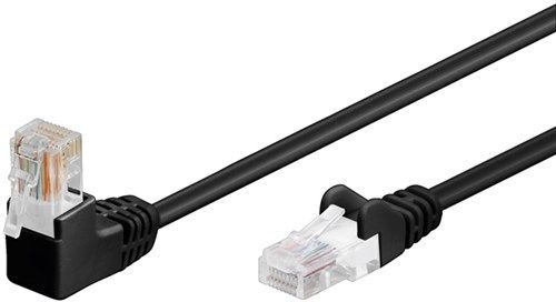 Goobay 94193 CAT 5e Patchkabel 1x 90° gewinkelt, U/UTP, schwarz VPE Bulk Mindestbestellmenge 1