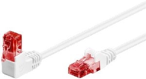 Goobay 51526 CAT 6 Patchkabel 1x 90° gewinkelt, U/UTP, weiß Kabellänge: 10 m