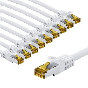 Goobay 69450 RJ45-Patchkabel CAT 6A S/FTP (PiMF), 500 MHz mit CAT 7 Rohkabel, 3 m, weiß, 10er-Set K
