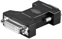 Goobay 68029 Analoger DVI/VGA Adapter, vernickelt, DVI-I-Buchse Dual-Link (24+5 pin), Schwarz - DVI-