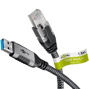 Goobay 70497 Ethernet-Kabel USB-A 3.0 auf RJ45, 1,5 m VPE Retail Polybag Mindestbestellmenge 1